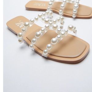 BRAND NEW Zara Pearl Sandals Size 8